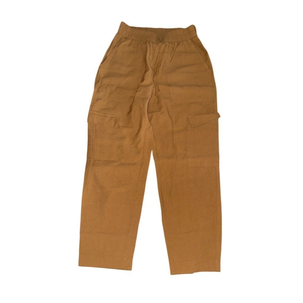 A New Day Cargo Pants Womens Size S Tan Brown Pull-On Elastic Waist comfy cabin